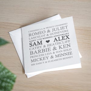 Biglietto personalizzato per l'11° anniversario - Biglietto per l'anniversario di matrimonio in acciaio - Biglietto per l'undicesimo anniversario - Regalo personalizzato per l'11° anniversario di matrimonio
