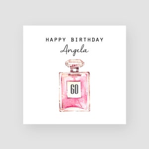 Personalised 60th Birthday Card - Sixtieth Birthday Card - Aged 60 - Vintage Perfume Bottle - For Girls - For Her - ANY NAME/AGE