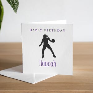 Carte d'anniversaire personnalisée netball pour elle - carte d'anniversaire sport fille - carte d'anniversaire sportive enfant - carte d'anniversaire petite-fille