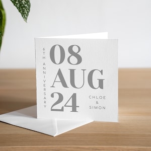 Tarjeta de aniversario personalizada para el sexto aniversario de su esposa, tarjeta de aniversario de hierro para el sexto aniversario de su esposo, regalo de aniversario de hierro hecho a mano para ellos