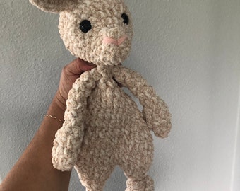 Crochet Bunny Lovey: Handmade Soft Yarn Plush, Baby Shower Gift