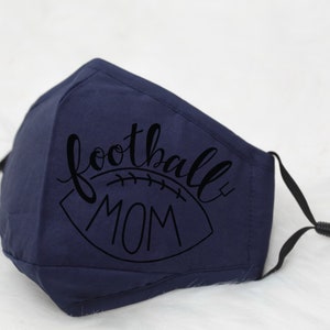 Football Mom Face Mask, Football, Blue Face Mask, Cotton Face Mask, Adjustable Face Mask, Adult Face Mask,