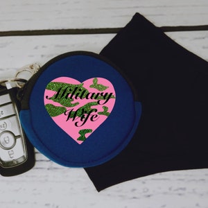 Military Wife Mask Pouch, Blue Mask Pouch, Black Mask Pouch, Purple Mask Pouch, Grey Mask Pouch, Neoprene Pouch, Coin Pouch, Mask Holder