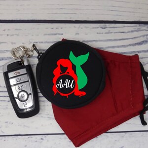 パーソナライズされたマーメイドマスクポーチ、ブラックマスクポーチ、パープルマスクポーチ、グレーマスクポーチ、ブルーマスクポーチ、ネオプレンポーチ、コインポーチ、