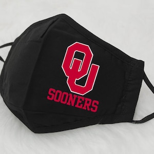 Oklahoma Sooners Face Mask, Oklahoma Sooners, Cotton Face Mask, Adult Masks, Kids Masks, Adjustable Face Mask