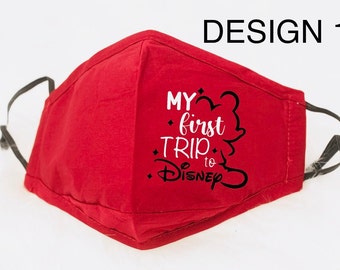 My First Trip To Disney Face Mask, Adjustable Face Mask, Adult Face Mask, Kids Face Mask