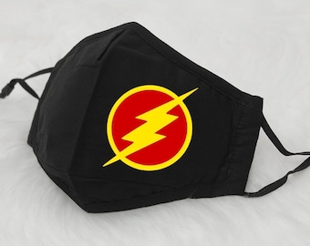 Flash Superhero Face Mask, Flash Superhero, Adult Mask, Kids Mask, Adjustable Face Mask, Cotton Face Mask