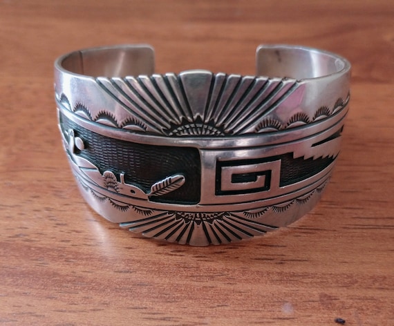 Geometric Snake Amazing Quality Vintage Navajo Sterling Native American Jewelry Silver Bracelet Geometric Snake Amazing Quality Vintage Navajo Sterling Native American Jewelry Silver Bracelet