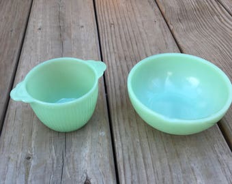 Vintage Fire King Jane Ray Sugar Bowl no lid and Soup bowl