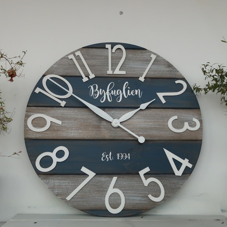 24 Personalized Rustic Clock Large wall clock Rustic Etsy