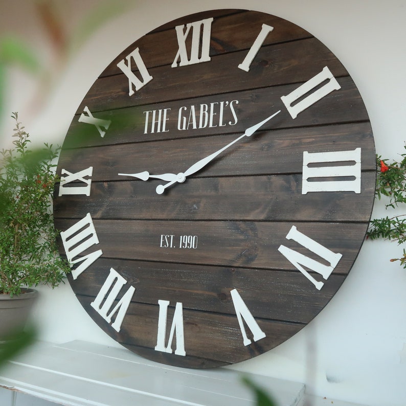 37 Personalized oversized wall clock Rustic Clock Large Etsy