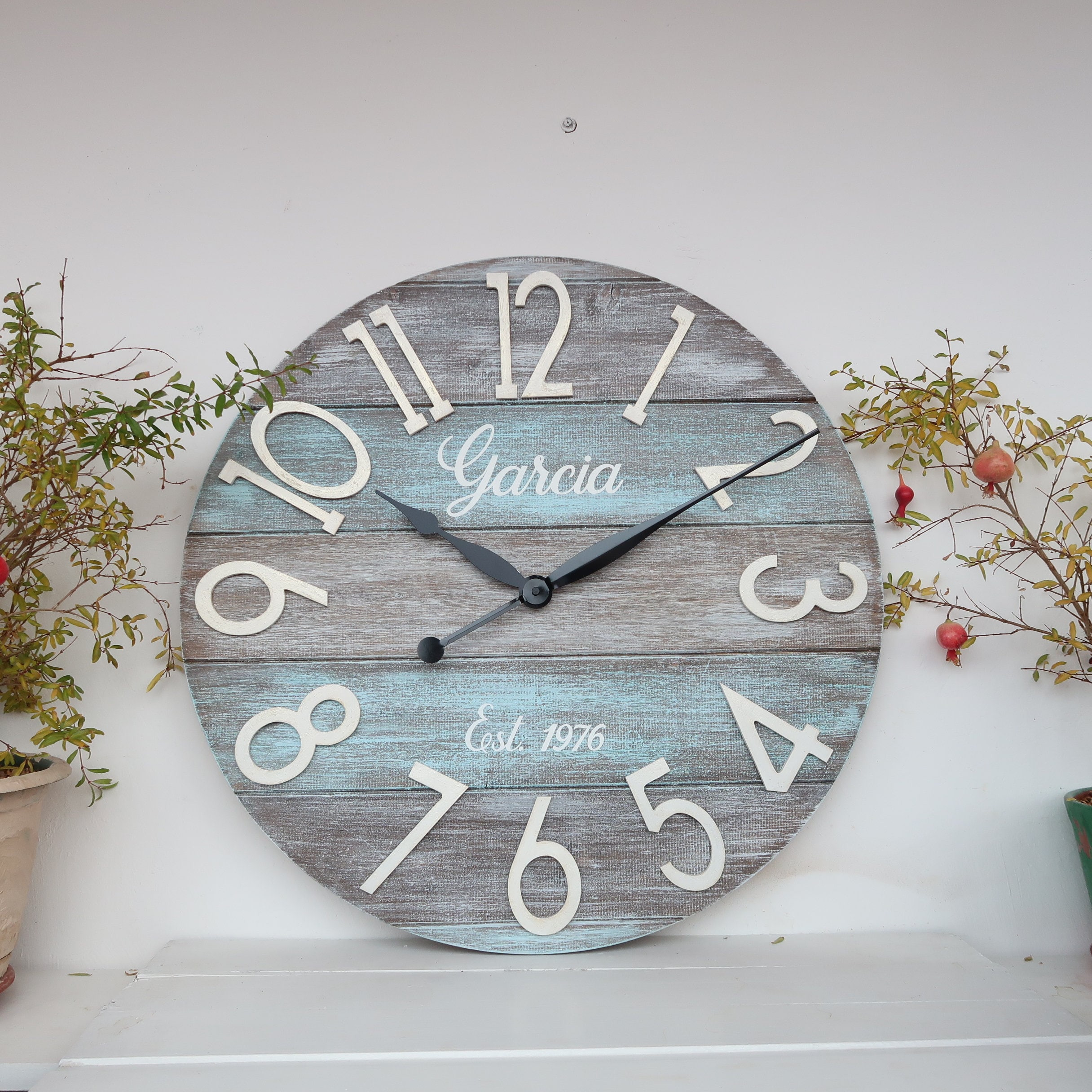 24 Personalized Rustic Clock Large wall clock Rustic Etsy