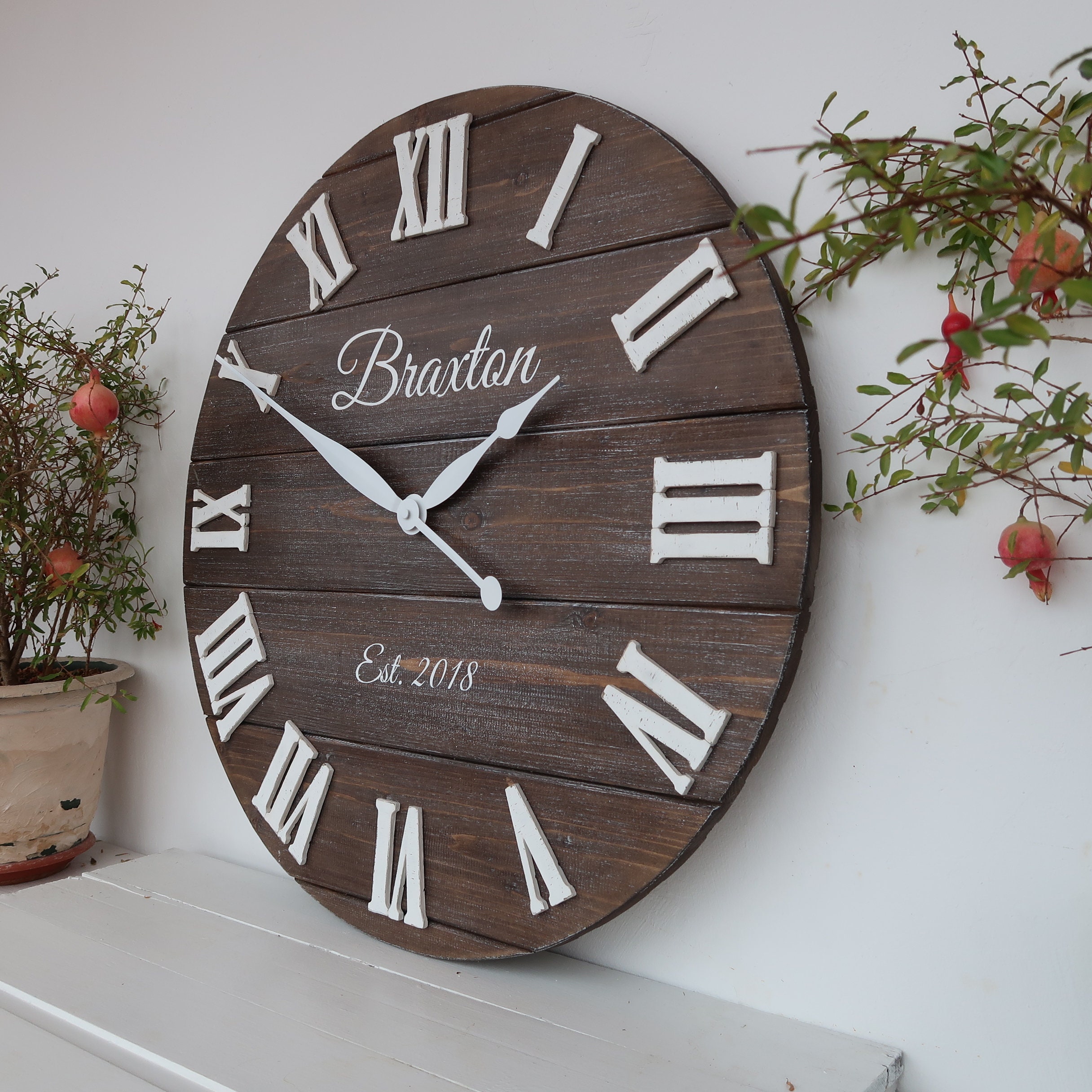 24 Personalized Rustic Clock Large wall clock Rustic Etsy