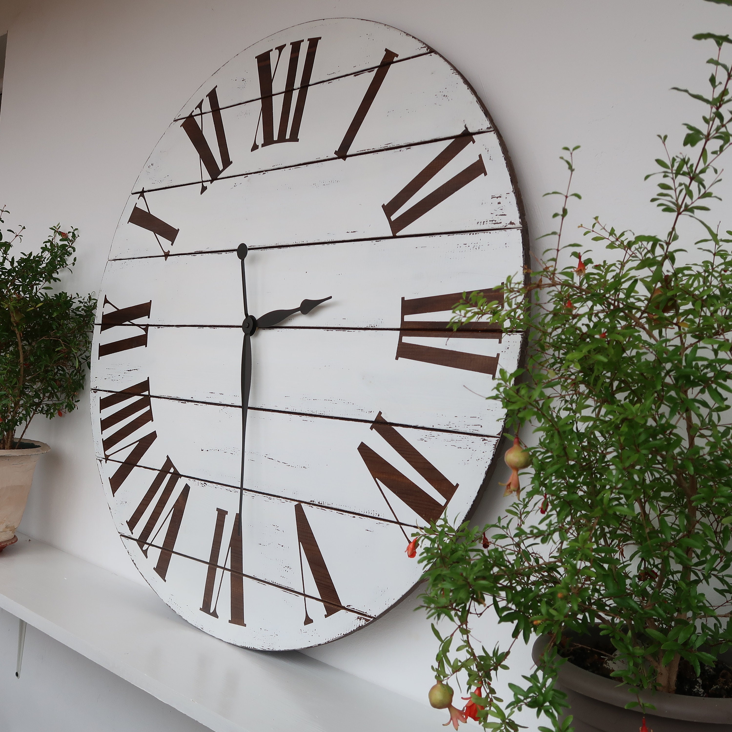 33/37 Personalized White Washed Wall Clock Large Etsy
