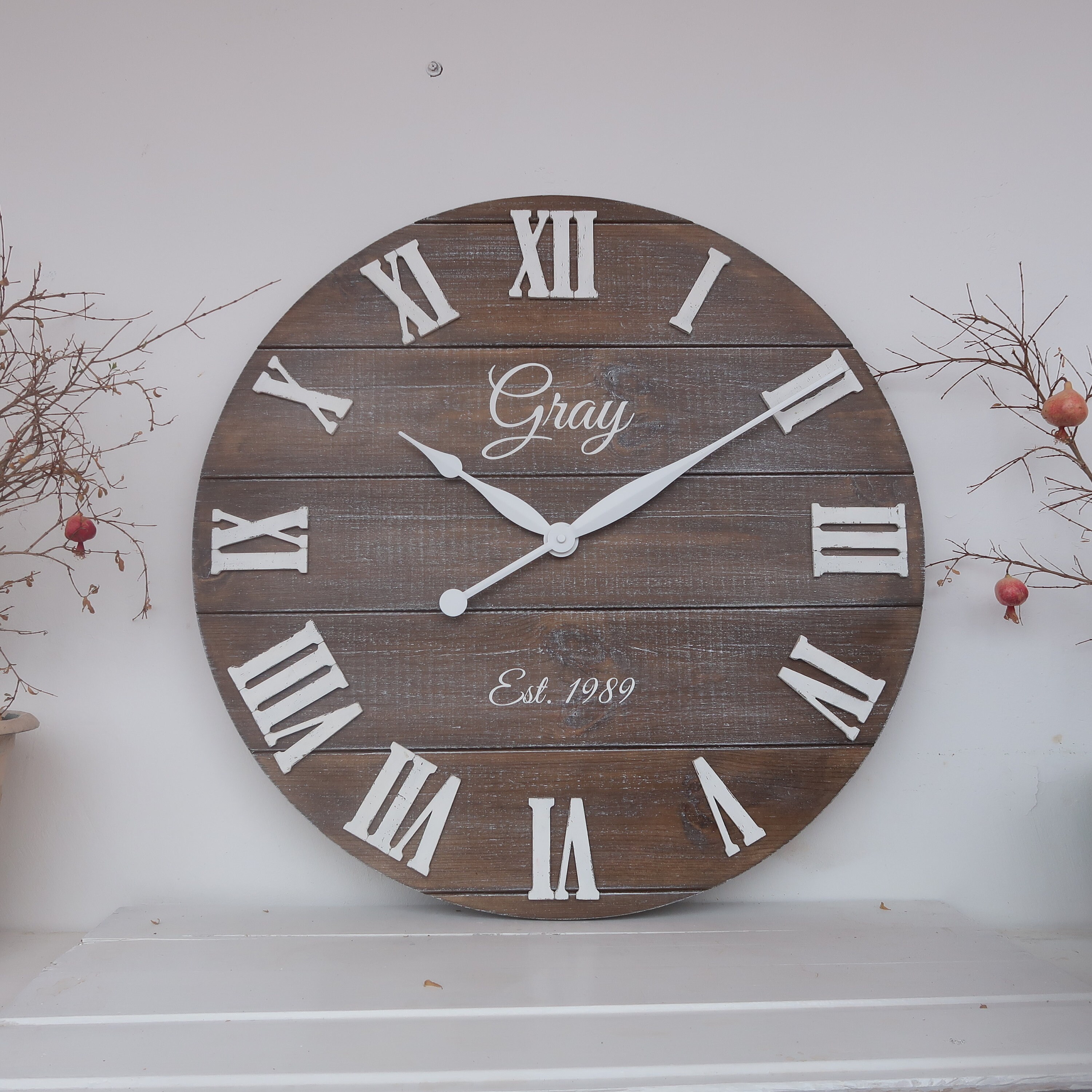 24 Personalized Rustic Clock Large wall clock Rustic Etsy
