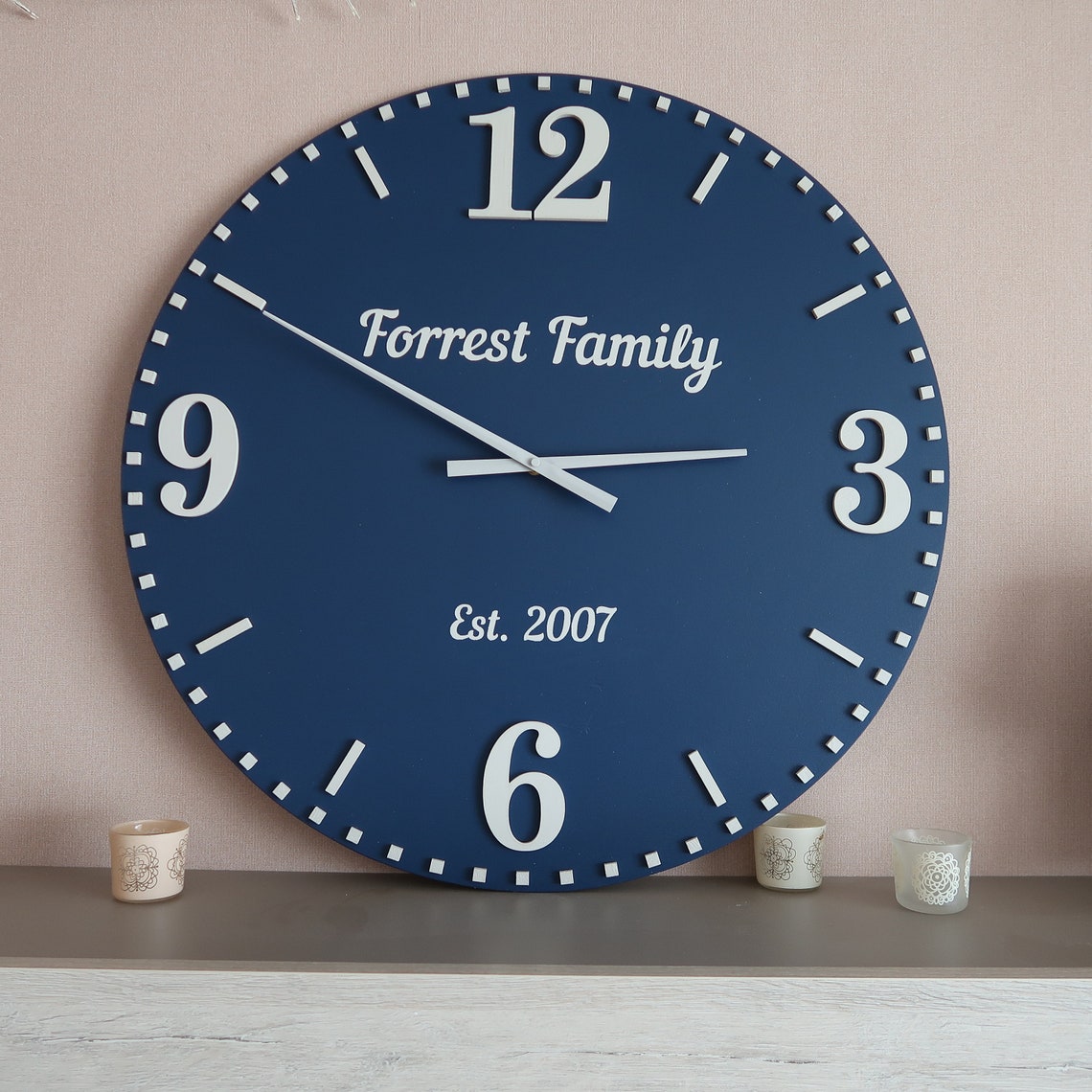 26 Inch navy blue Wall Clock Wall Decor large wall clock Etsy