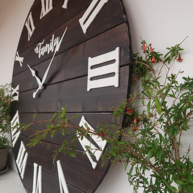 37 Personalized oversized wall clock Rustic Clock Large Etsy