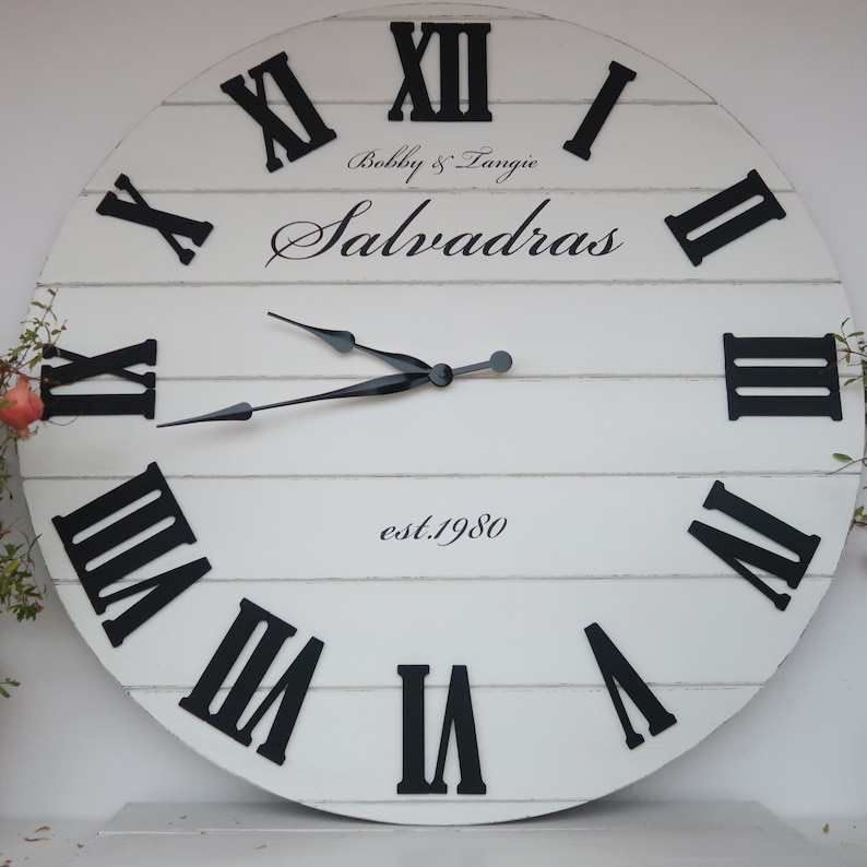 37 Personalized oversized wall clock distressed clock Etsy