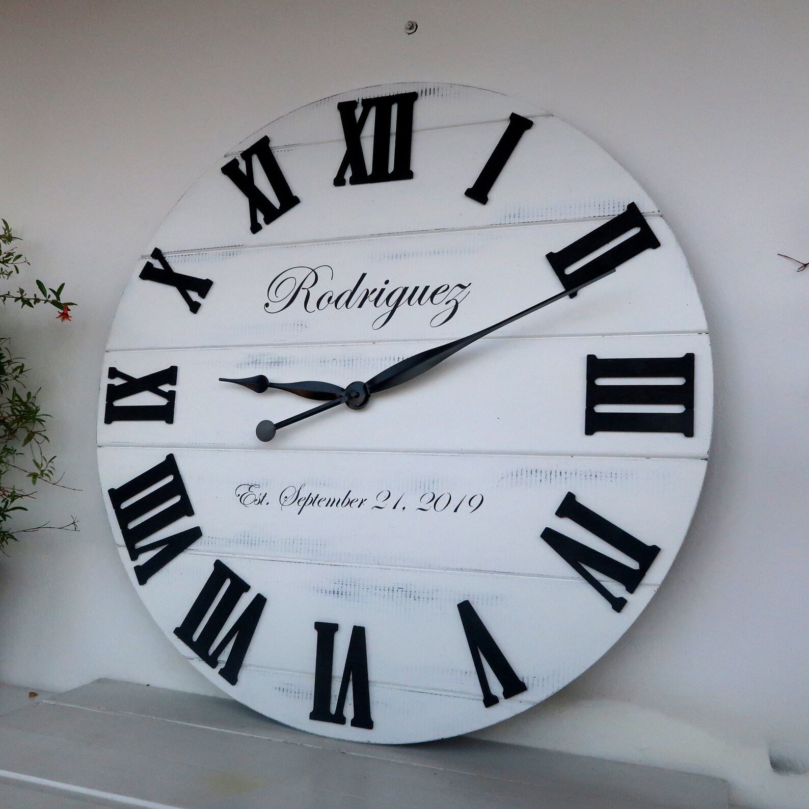 26 inch white wash wall clock Wall decor shabby kitchen Etsy