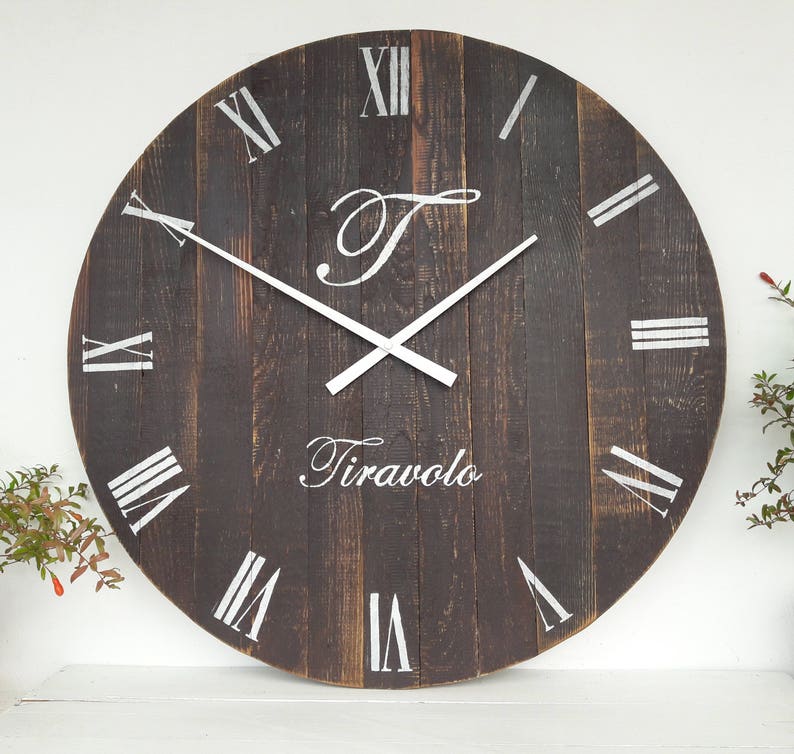 24 Personalized Rustic Clock Large Wall Clock Rustic Etsy