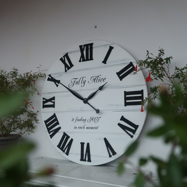 26 inch white wash wall clock Wall decor shabby kitchen Etsy