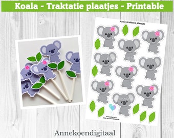 Koala traktatie plaatjes printable - Traktatie printable koala - Koala thema - trekker printable - A4 - pdf - direct downloaden