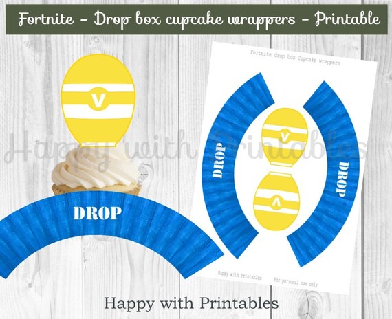Printable Fortnite Drop Box Balloon Fortgame Drop Box Cupcake Wrappers Fortgame Cupcake Toppers Etsy