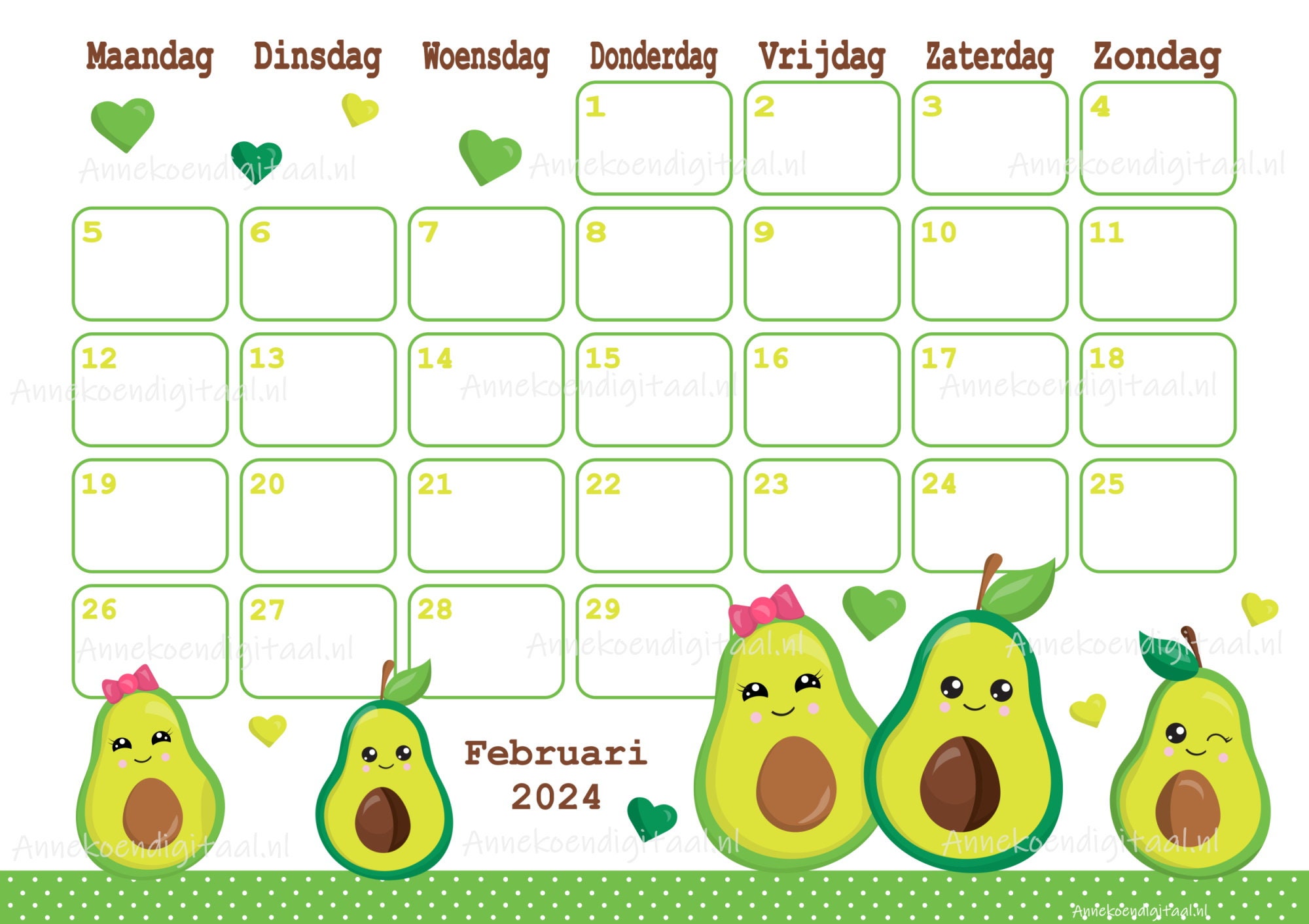 Avocado Calendar 2024 Beryl Chantal