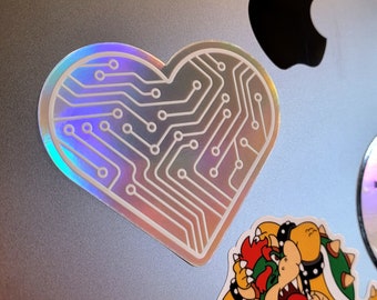Heart Circuit - Holographic Sticker