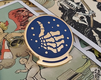 Good Fortune - Crystal Ball - Skeleton Thumbs Up - Enamel Pin