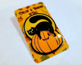 Chillin' & Thinking of Fall - Cat Pumpkin Enamel Pin