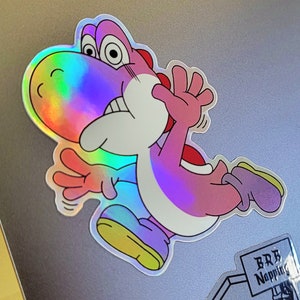 ¡No entrar en pánico! - Etiqueta engomada de Super Mario Preocupado Yoshi - Rosa