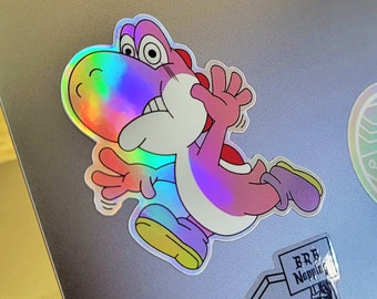 Don't Panic! - Super Mario Worried Yoshi Sticker - Pink