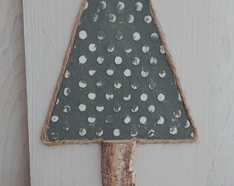 Grey Christmas Tree Holiday Wall Leaner