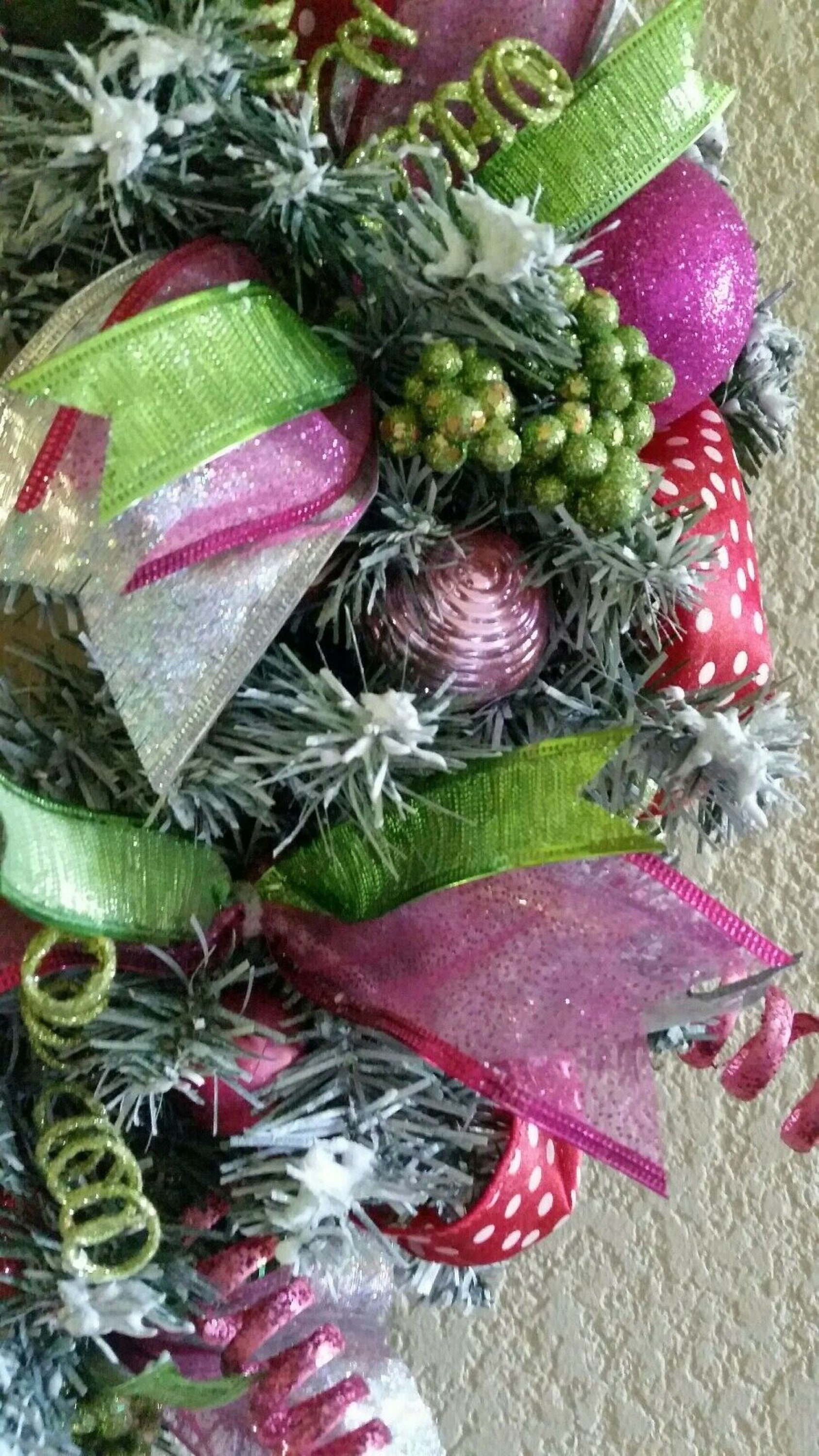 Bright Colors Christmas Wreath, Holly Jolly Wreath, Flocked Wreath