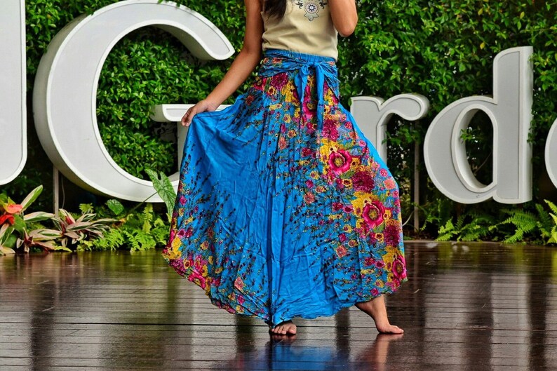 Blue Flower skirt Haram skirt Boho skirt Bohemian skirt Hippie Etsy