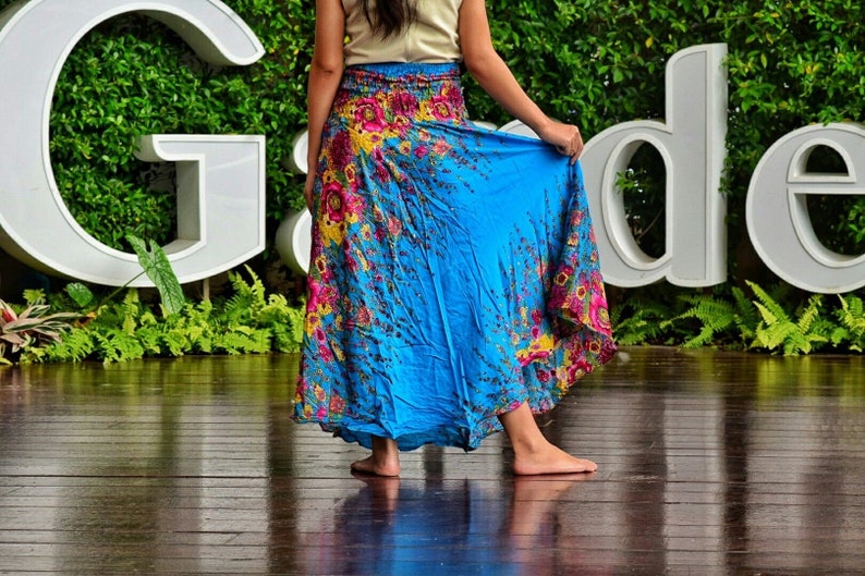 Blue Flower skirt Haram skirt Boho skirt Bohemian skirt Hippie Etsy