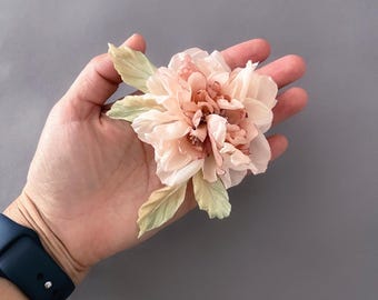 Rosa di seta in rosa antico/palissandro, accessorio per capelli e spilla, fermaglio per capelli, gioielli floreali, fiore per capelli, gioielli da sposa, fiore all'occhiello