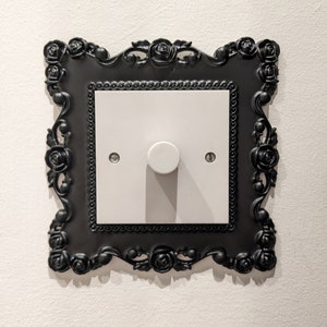 Gothic light switch frame | Ornate black light surround cover