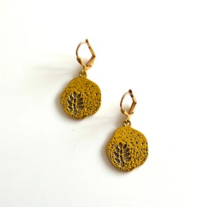 Gold Rustic Tree Charm Dangle Earrings