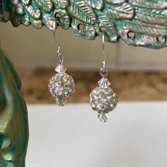 AB Crystal Ball Dangle Earrings