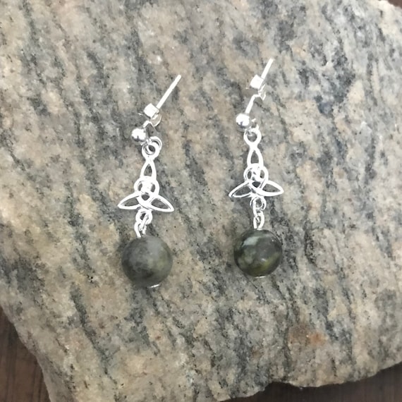 Connemara Marble Sterling Silver Celtic Knot Post Earrings