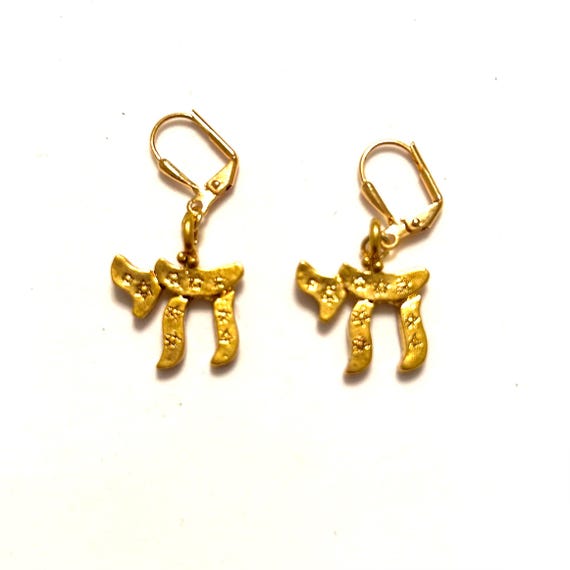 Gold Plated Chai Charm Earrings