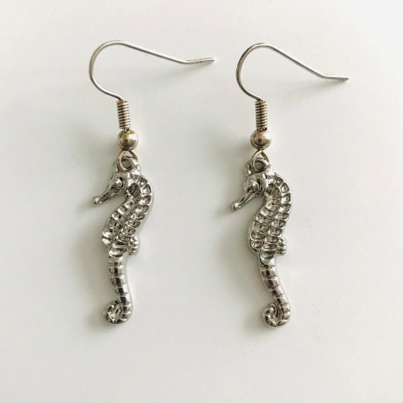 Sandy's Silver Seahorse Dangle Earrings