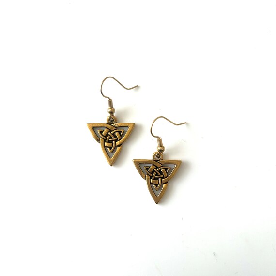 The Celtic Open Weave Triangle Earrings