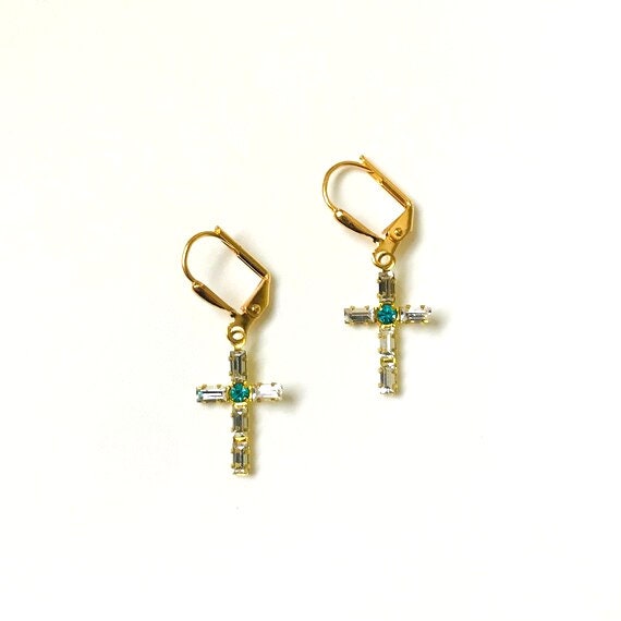 Swarovski Crystal Cross Dangle Earrings