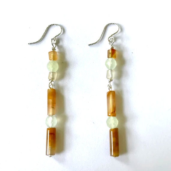 Long and Lean Agate Dangle Statement Earrings