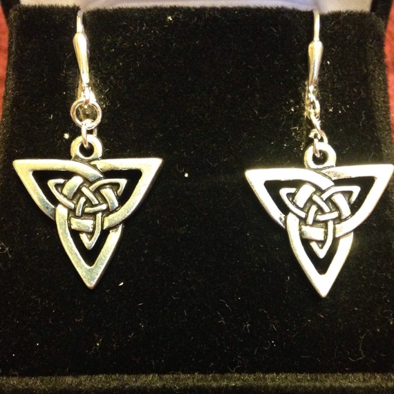 The Celtic Open Weave Triangle Earrings