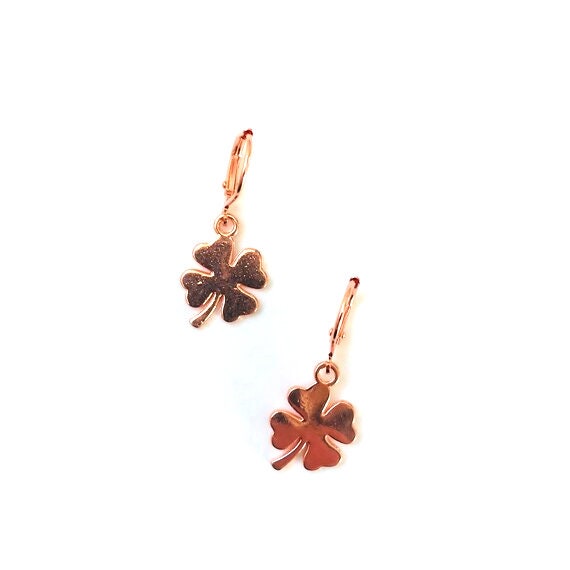 Rose Gold Shamrock Dangle Earrings