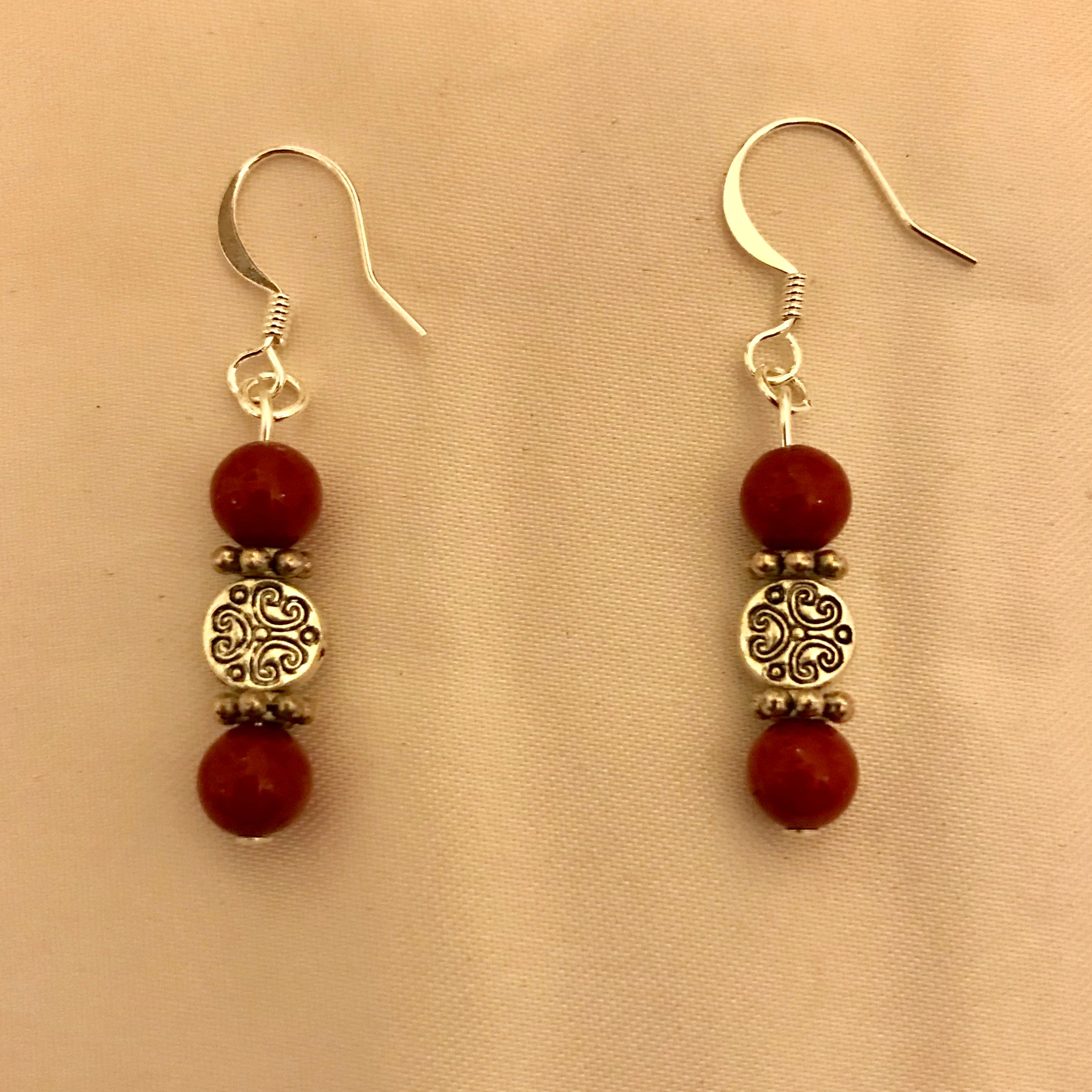Red Mountain Jade Dangle Earrings